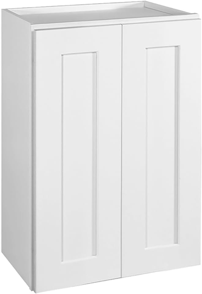 Design House Brookings Shaker Fully Assembled Wall Kitchen Cabinet W2436, 24 W x 12 D x 36 H, Painted White, Solid Wood, Design House, 569095
