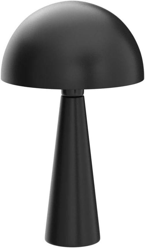 Nourison Home 16" Matte Black Metal Mushroom Table Lamp, Modern, Retro, Desk Light for Bedroom, Dining, Office, Entryway