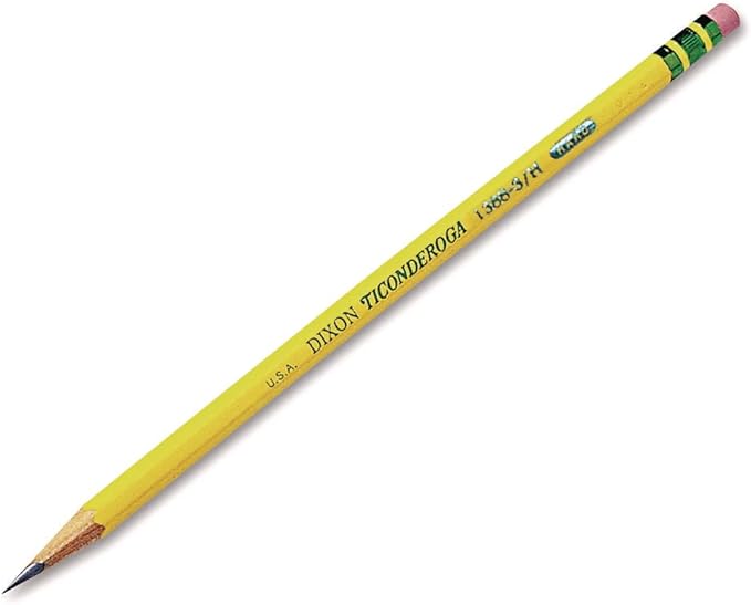 Ticonderoga Wood-Cased Pencils, Unsharpened, #3 H Hard, Yellow, 12 Count