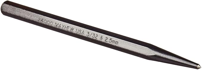Mayhew Tools 24000 Center Punch, 3/32" - 2.5 mm x 4", Black Oxide Finish