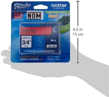 Brother Genuine P-touch TZE-441 Tape, 3/4" (0.7") Wide Standard Laminated Tape, Black on Red, Laminated for Indoor or Outdoor Use, Water-Resistant, 0.7" x 26.2' (18mm x 8M), Single-Pack, TZE441
