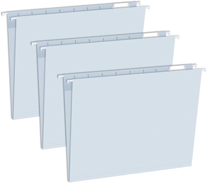 50pcs Blue Decorative Hanging File Folders,Filing Cabinet, Letter Size with 1/5-Cut Adjustable Tab Durable, 50 pcs Per Box,Cute,Color,Pastel