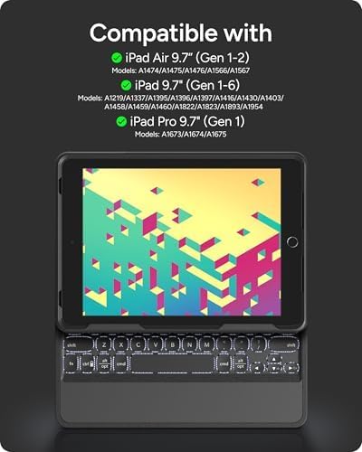 ZAGG Rugged Book Detachable Case with Magnetic-Hinged Backlit Keyboard for iPad Air/Air 2/9.7/9.7 Pro - Multi-Device Bluetooth Pairing - USB-C to USB-C Cable Included, Black
