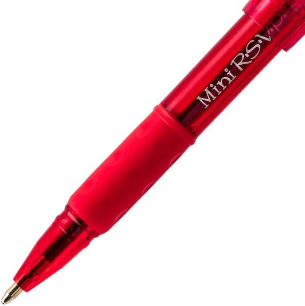 RSVP Mini Ballpoint Pen, (1.0mm) Medium Line, Assorted Ink Colors, w/Key Ring, 8 Pack