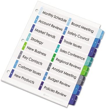 Avery Double Column Dividers for 3 Ring Binders, 16 Tabs per Set, Customizable Table of Contents, Multicolor Tabs, Great for Organizing Reports, Projects, and More (11320)