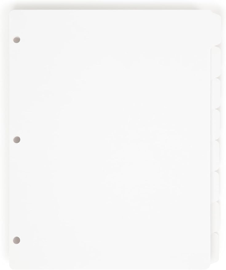 Smead Binder Dividers, Letter Size, 96/Box, 1/8-Cut Tabs, White Paper Index Dividers, Pre-Punched 3-Hole, Plain Paper Tabs for Easy Labeling, Ideal for School, Office or Home Organization