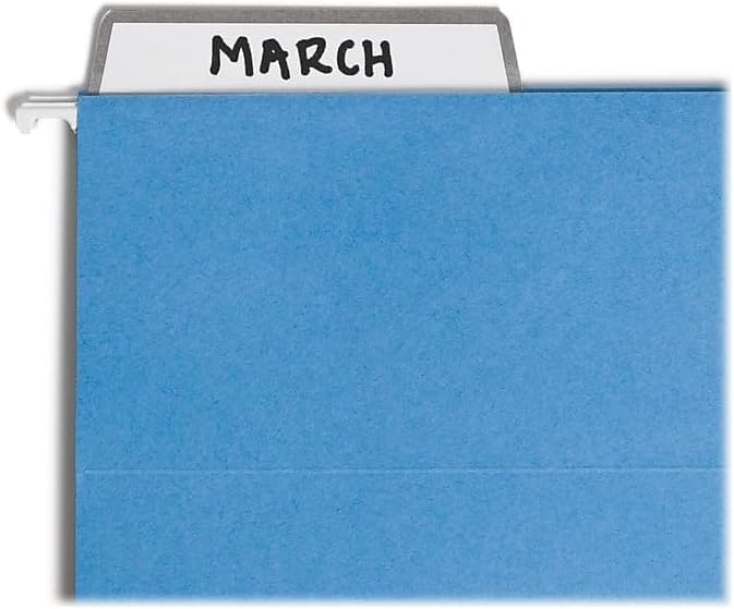 Smead Hanging File Folder with Erasable ProTab, 1/3-Cut Erasable Tabs, Adjustable Position, Letter Size, Blue, 20 per Box, Eraser Included