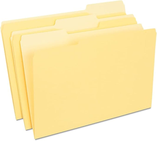 Staples Colored File Folders, Legal Size, 3‑Tab Top‑Tab Design, Yellow, Durable Paper Stock, 100/Pack