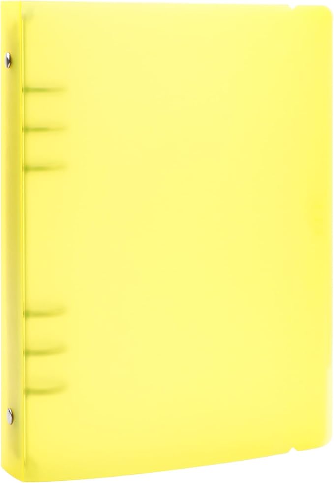 BAOFALI 2Pcs/Set A5 6 Ring Binder Cover Clean Transparent Soft PVC for Refillable Notebook Shell withMatte surfaceforStamp & Die Storage (Yellow)