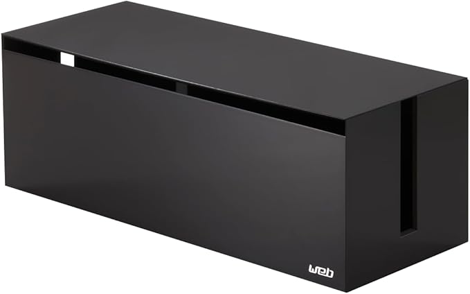 YAMAZAKI Home Cable Management Box – Cord Organizer Box with Lid, Minimalist Cable Storage for Office, Abs Plastic - Abs Plastic