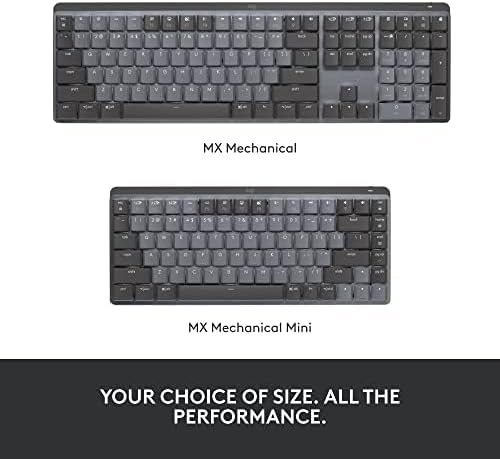 Logitech MX Mechanical Mini Wireless Illuminated Keyboard, Linear Switches, Backlit, Bluetooth, USB-C, macOS, Windows, Linux, iOS, Android, Metal