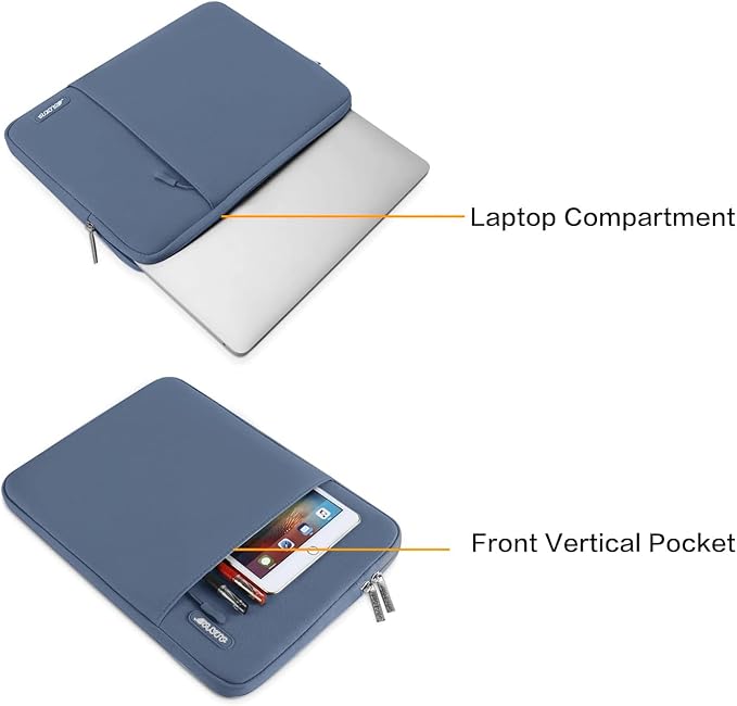 MOSISO Laptop Case 13.3 inch, 13-13.3 inch Laptop Sleeve Compatible with MacBook Air/Pro 13/Pro 14 M5 M4 M3 M2 M1, HP Dell ASUS Lenovo,Polyester Vertical Computer Sleeve Bag with Pocket, Steel Blue