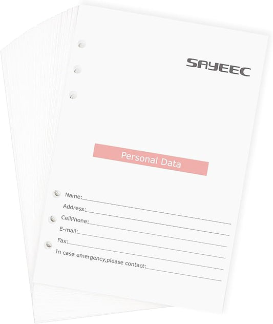 SAYEEC A5 Refill Paper Loose Leaf Lined Paper for A5 Planner Organizer 6 Holes Ring Binder Planner for Journals Notebooks Diaries Inserts, 80 Sheets