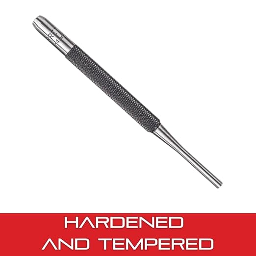 Starrett Drive Pin Punch with Knurled Grip for Driving Pins Into or Out of a Workpiece - Hardened and Tempered Steel, 4" Length, 1/16" Punch Diameter - 565A