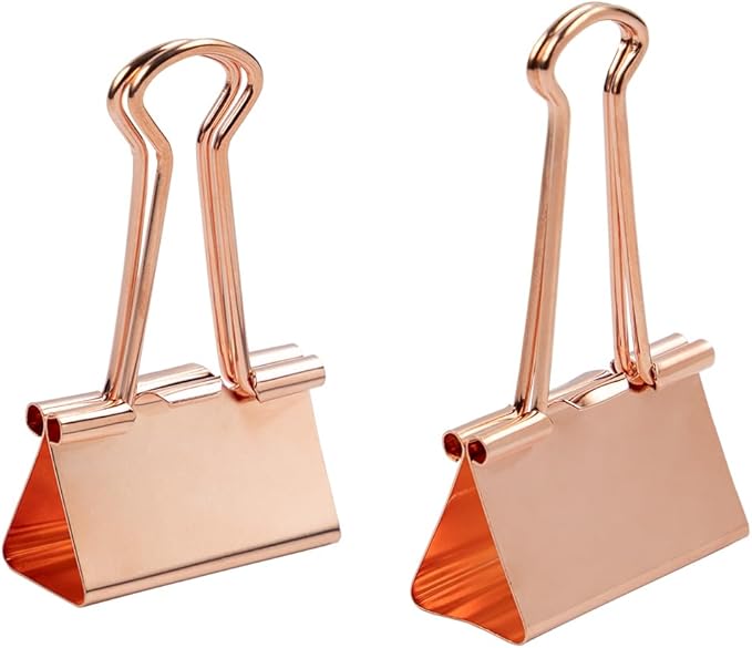 JAM PAPER Colorful Binder Clips Assortment - Medium & Large Size - Rose Gold Binderclips - 27 Clips/Pack