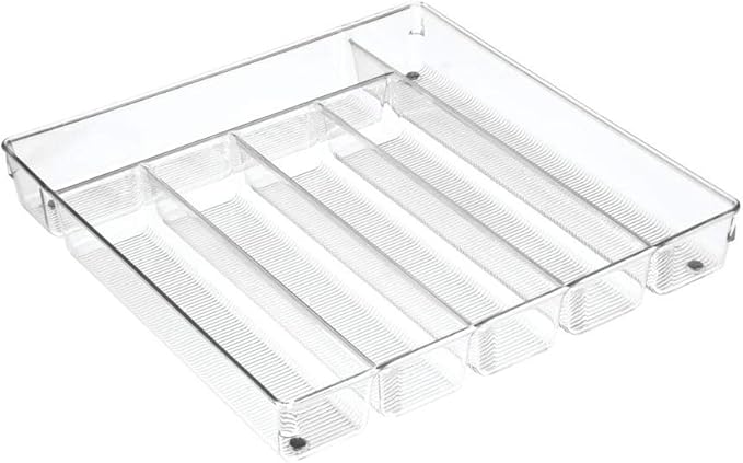 Interdesign Drawer Organizer Clear Linus 3" X 9" X 2" Clear Plastic With Ribbed Bottom