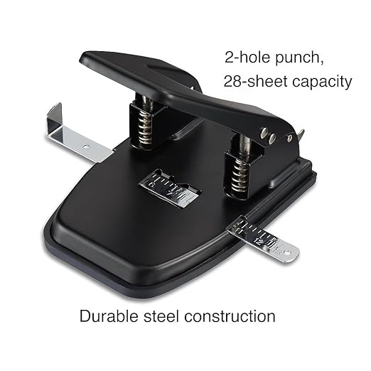 Staples 2‑Hole Punch, 28‑Sheet Capacity, Black – Heavy‑Duty Steel Hole Punch