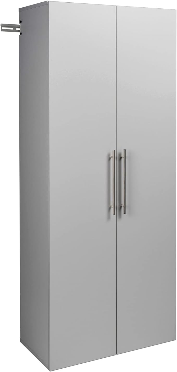 Prepac HangUps 30" Large Garage Cabinet, Bathroom Cabinet Wall Mount, Ideal for Garage, Kitchen and Laundry Organization 30" W x 72" H x 16" D, Light Gray