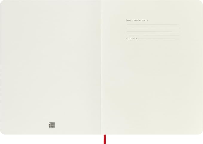 Moleskine Classic Notebook, Soft Cover, XL (7.5" x 9.5") Plain/Blank, Scarlet Red, 192 Pages