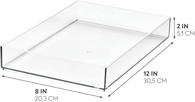 iDesign The Sarah Tanno Collection Plastic Cosmetic Drawer Organizer, 8" x 12" x 2", Clear