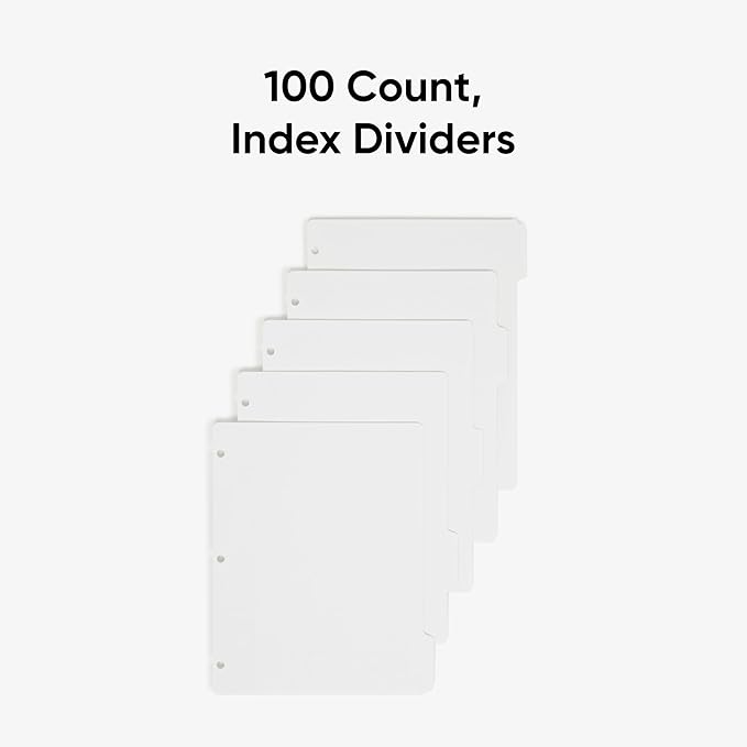 Smead 89415 Three-Ring Binder Index Divider 5-Tab White