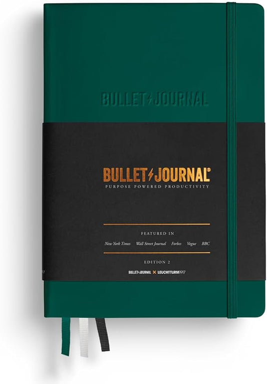 LEUCHTTURM1917 368952 Bullet Journal Edition 2 Green23, Medium A5, Hardcover, 206 Numbered Pages,Dotted