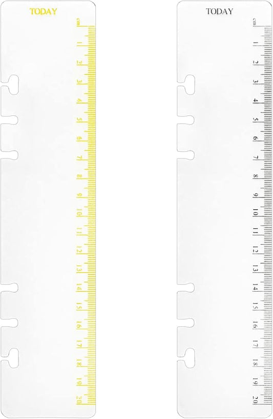 2 Pack A5 6 Holes Page Marker Ruler Plastic Binder Ruler Divider Ruler for Journal Magazine Notebook (GRuler, A5)