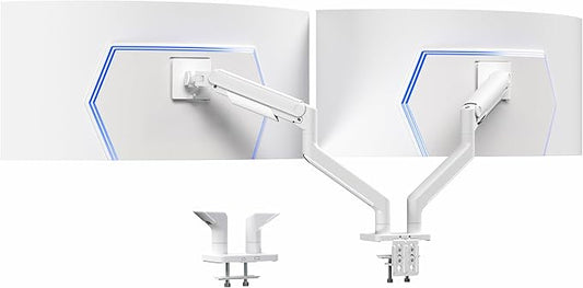 VIVO Heavy Duty Dual Ultra-Wide Monitor Tension Arm for up to 45 inch Screens, Holds 44 lbs per Arm, Premium Desk Mount Monitor Stand for 2 Ultrawides, White, STAND-V200DW