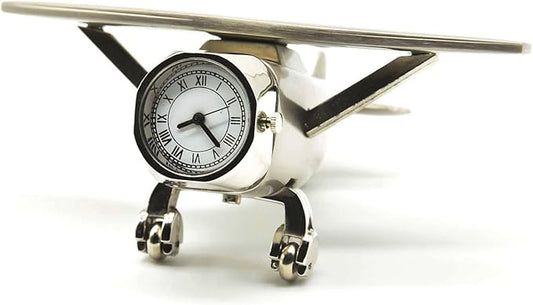Aeroplane Miniature Table Clock & Paper Weight – Stylish Analog Desk Clock with Roman Numerals, Vintage Home Office Decor & Corporate Gift
