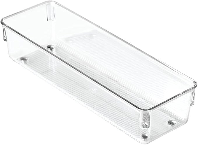 Interdesign Drawer Organizer Clear Linus 3" X 9" X 2" Clear Plastic With Ribbed Bottom