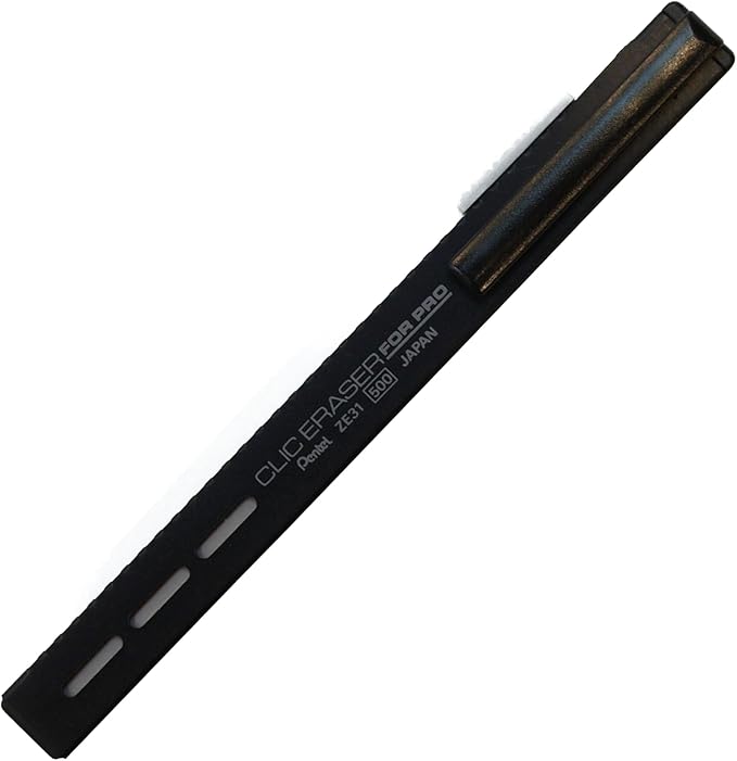 Pentel ZE31-A Rectangle Holder Eraser, Click Eraser, Product Size: 0.5 x 0.3 x 4.8 inches (14 x 8 x 122 mm), 0.3 oz (9 g), Black
