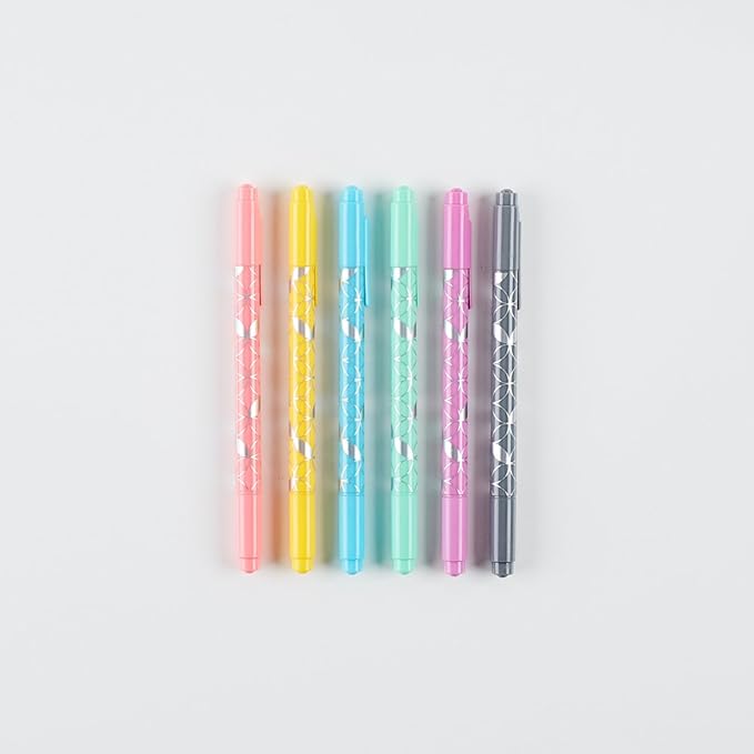 Erin Condren Designer Colorful Dual - Tip Markers - Pastel Colors 6 Pack. Fine and Standard Tip Set, Double Sided for Drawing, Coloring, and Art. For Kids and Adults