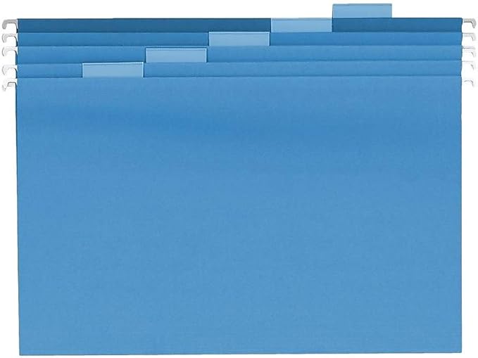 Staples Heavy‑Duty Hanging File Folders, Legal Size (8 ½" x 14" Document Size), 1/5‑Cut Tabs, Assorted Colors, Tear‑Resistant Construction – 25/Box