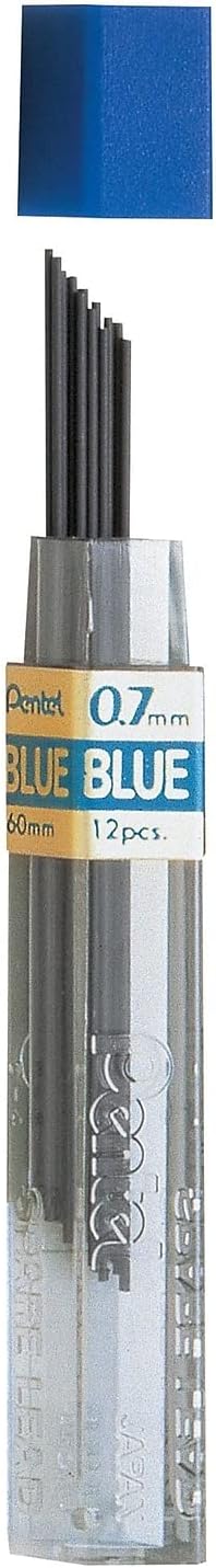 Pentel Lead Refill, .7mm, 12/TB, Blue (PENPPB7)