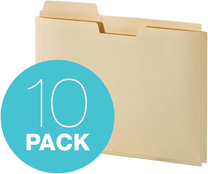 Pendaflex Manila Expanding File Folder Pocket - 0.75" Expansion - Letter Size File Folders with Reinforced Blank Customizable 1/3 Cut Tabs - Manila File Folders for Home, Office & School - 10 Count