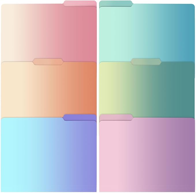 Ddaowanx Decorative File Folders Cute Colored File Folder,Letter Size File Folders for Documents,1/3-Cut Tabs,9 x 11.5 Inches,for Office,School,Home (24, Gradient)