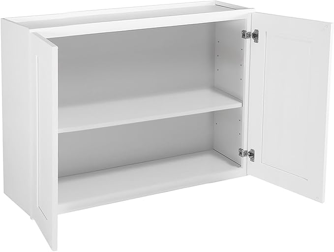 Design House Brookings Shaker Fully Assembled Wall Kitchen Cabinet W3324, 33 W x 12 D x 24 H, Painted White, Solid Wood, Design House, 613406