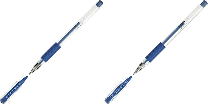 Art Alternatives Gel Pen, Metallic Blue - Ballpoint - Non-Smear + Quick Dry - Writing, Drawing, Coloring, Journal, Planner (Pack of 2)
