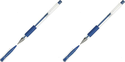 Art Alternatives Gel Pen, Metallic Blue - Ballpoint - Non-Smear + Quick Dry - Writing, Drawing, Coloring, Journal, Planner (Pack of 2)