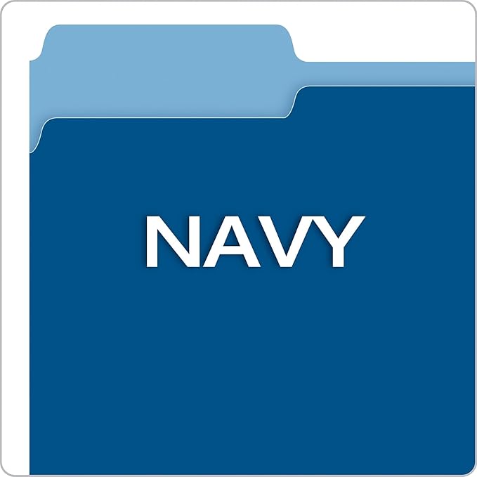 Pendaflex Colored File Folders, 100 Pack, Letter Size (8.5" x 11"), Durable Dark Blue Folders, 3 Tabs for Easy Labeling, Colorful School, Office & Home Document Organization