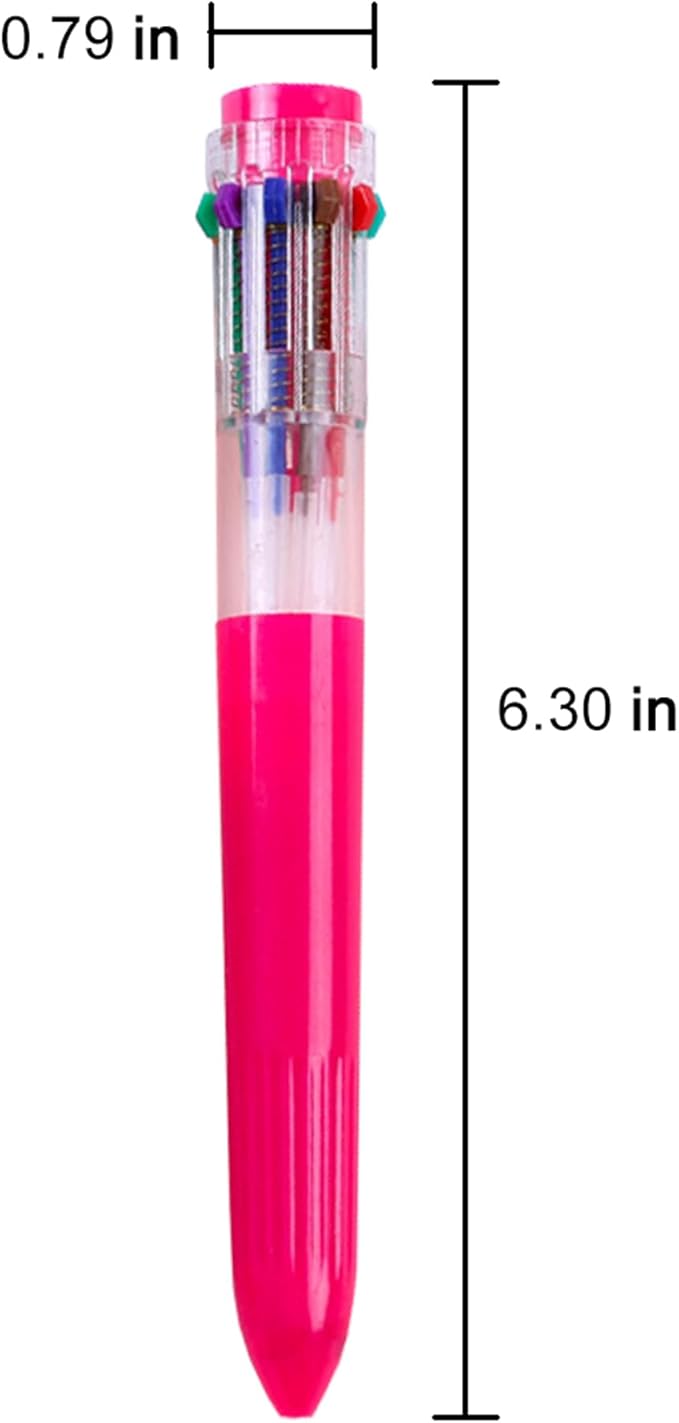 HeTaoCat Multicolor Pens 3 Pack 0.5mm 10-in-1 Retractable Ballpoint Pens - 10 Colors Transparent Barrel Ballpoint Pen for Office Supplies (Red)