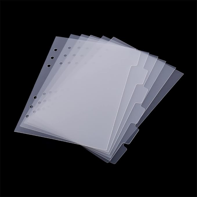 BAOFALI 11PCS A5 Size Dividers for 6 Ring Binder,with Reinforced Edge and 20Tabs,Paper Index Divider Category Page Tab Indexing Cards Die and Stamp Storage Folder