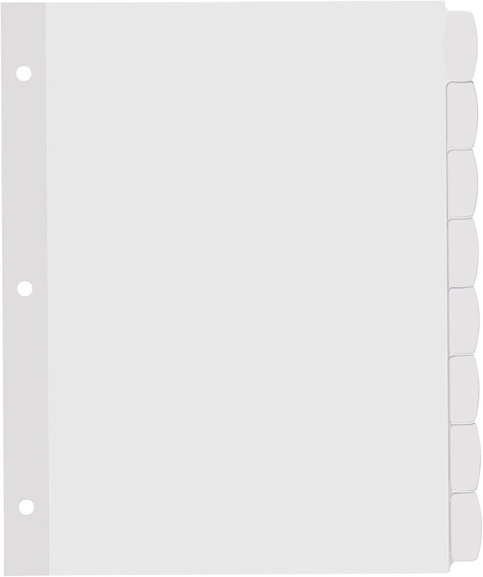 Avery Big Tab Printable White Label Dividers for 3 Ring Binders, 8 Tabs per Set, White, Great for Office Supplies, School Supplies, Organizing, and More (4 Sets of 14433)