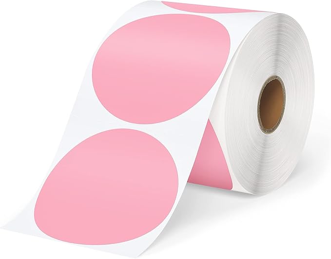 MUNBYN 3" Pink Circle & 3x2" White Thermal Sticker Labels - 1000 Count (500 Pink, 500 White) - Compatible with Munbyn, Rollo, Idrpt & More