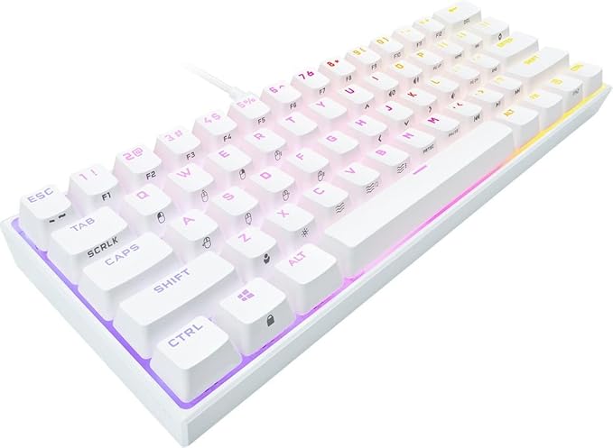 Corsair - K65 RGB Mini Wired 60% Mechanical, CH-9194114-NA, Cherry MX Speed Linear Switch Gaming Keyboard with PBT Double-Shot Keycaps - White (Renewed)