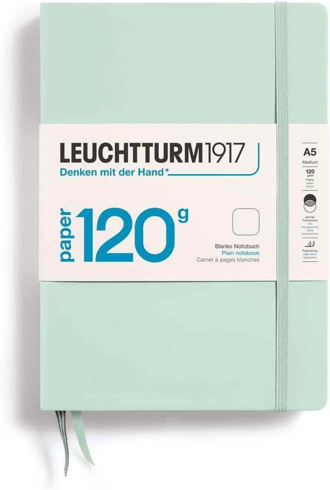LEUCHTTURM1917-120G Special Edition - Medium A5 Plain Hardcover Notebook (Mint) - 203 Numbered Pages with 120gsm Paper