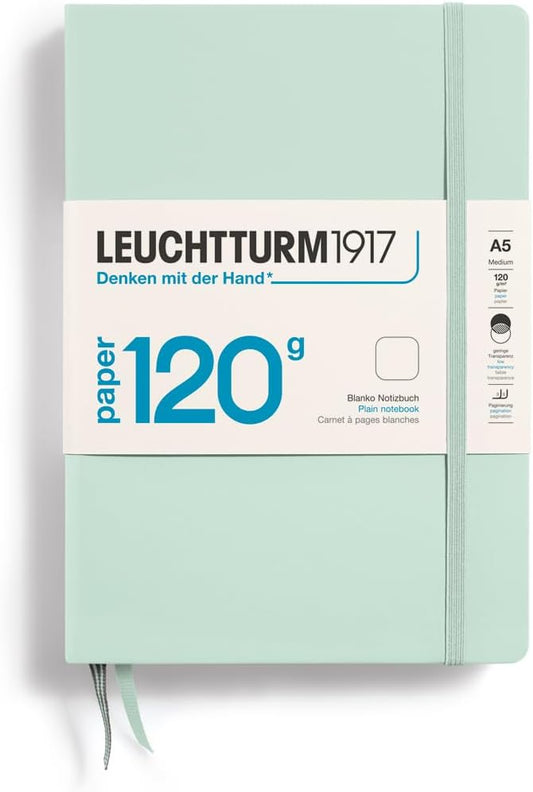 LEUCHTTURM1917-120G Special Edition - Medium A5 Plain Hardcover Notebook (Mint) - 203 Numbered Pages with 120gsm Paper