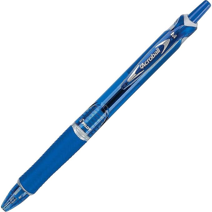PILOT Acroball Colors Advanced Ink Refillable & Retractable Ball Point Pens, Medium Point, Blue Ink, 12-Pack (31811)