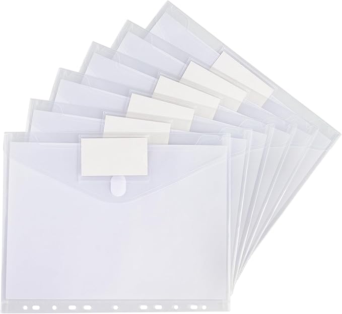 Tamaki 6 Pack Binder Pocket Organizer Binder Folders for 11 Ring, Letter Size, Poly Binder Pockets with Closure for School Supplies, Clear