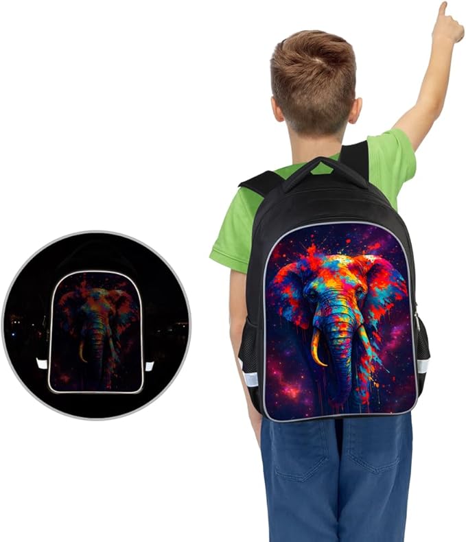 School Backpack for Boys 17" Boys Backpack for Kids Children Teens Elementary Middle School - Students Bookbag Ages 6-18 Travel Back Pack Elephant